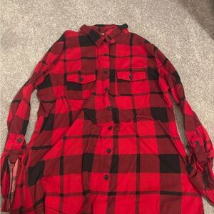 New York Laundry Red and Black Plaid Shirt
